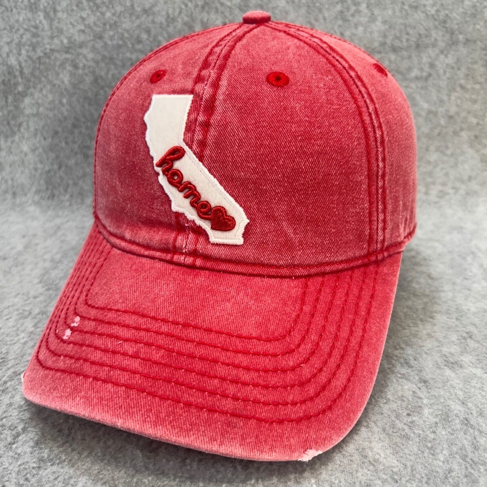 California Home Heart Unisex Red Home Free Baseball Hat Distressed OSFM